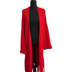K.Jordan Red Acrylic Knit Cardigan Luxury, Comfort, Soft, Lounge, Business